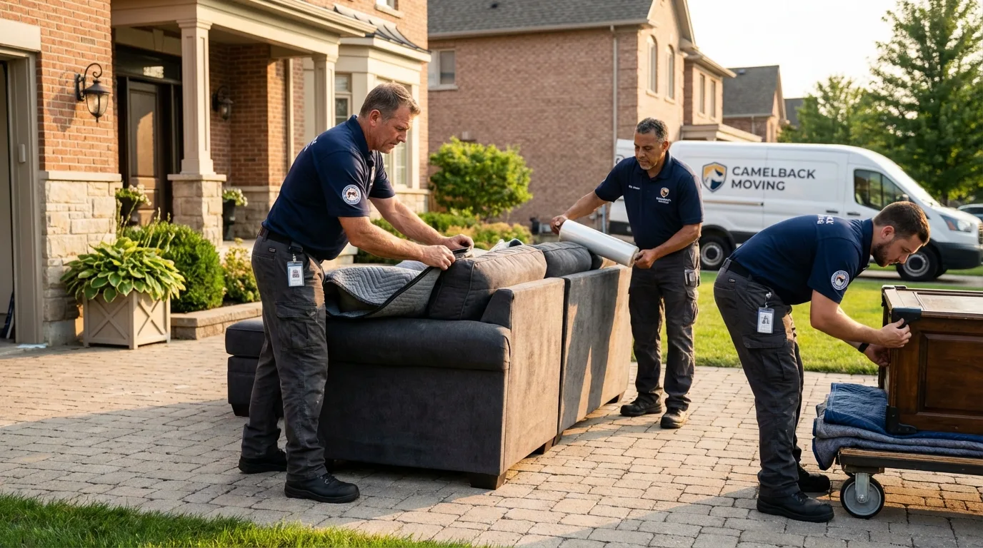 Large estate moving crew wrapping furniture in Mount Airy, NC