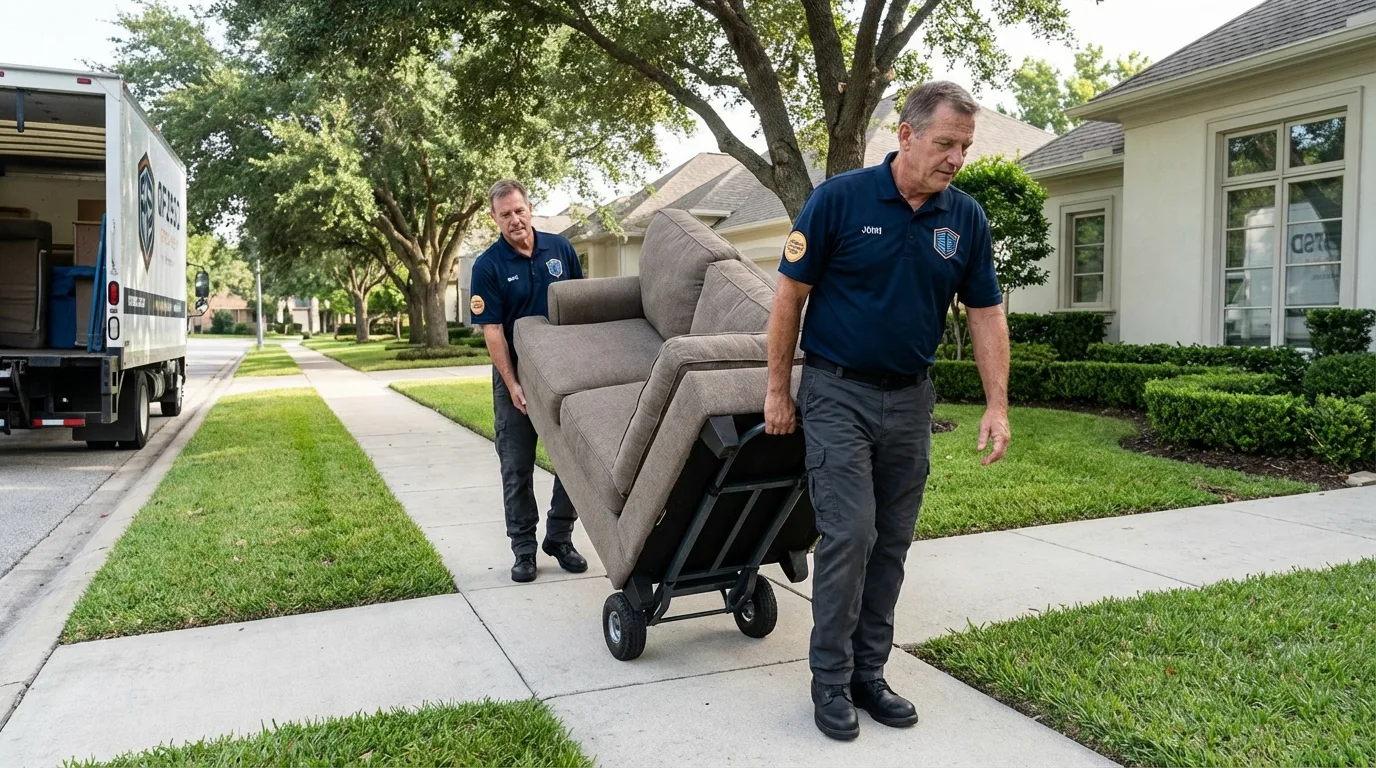 Local residential moving crew loading furniture in Mount Airy, NC